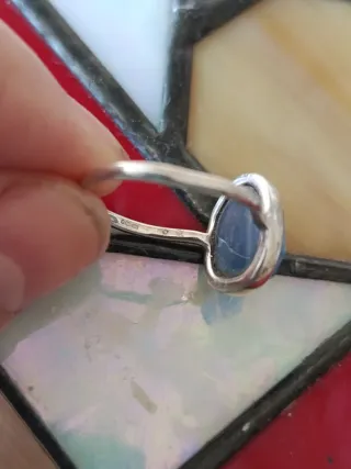 Anillo cóctel piedra azul y plata