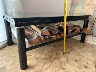 Mesita auxiliar cristal y metal 105x55x40