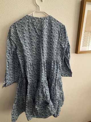 Vestido babydoll flores azul y blanco