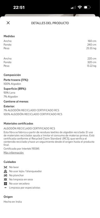 Alfombra Zara Home Beige ( 93% Lana )