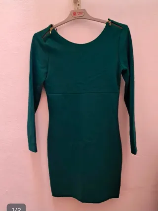 Vestido Zara TRF Verde Petróleo Talla L
