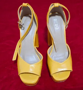 Zapatos tacón plataforma amarillos talla 36