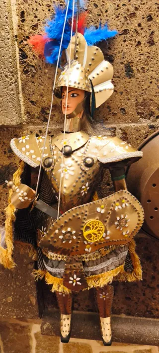 Marionetta Pupo Vintage Armatura Ottone Cm 60