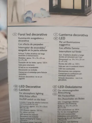Farol decorativo Mellinera metal negro/dorado