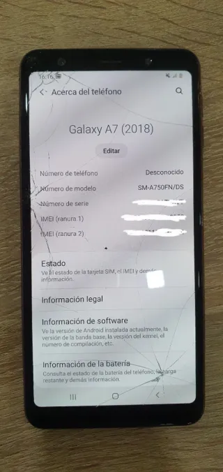 Móvil Samsung Galaxy A7 funciona pantalla rota