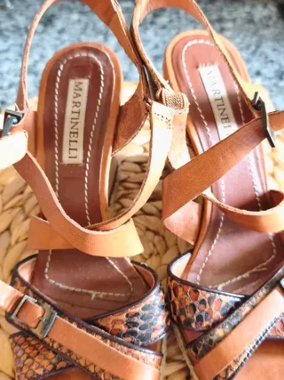 Sandalias Martinelli Marrones Piel Serpiente
