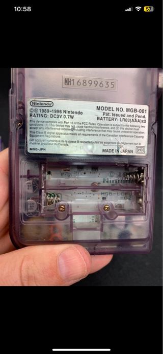 Gameboy Pocket Purple Clear en su caja original
