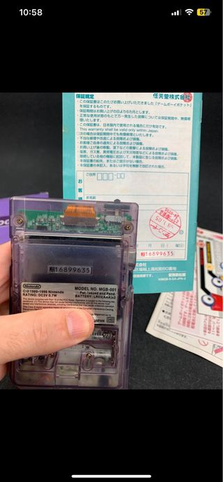 Gameboy Pocket Purple Clear en su caja original