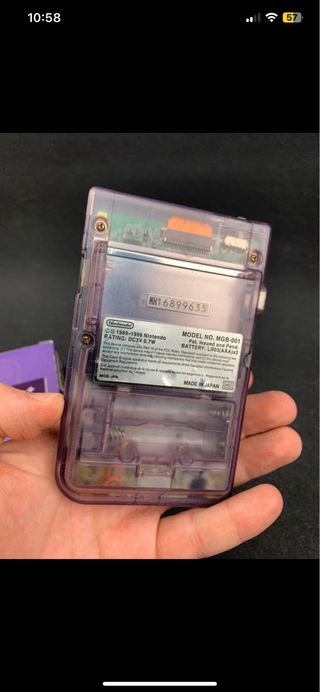 Gameboy Pocket Purple Clear en su caja original