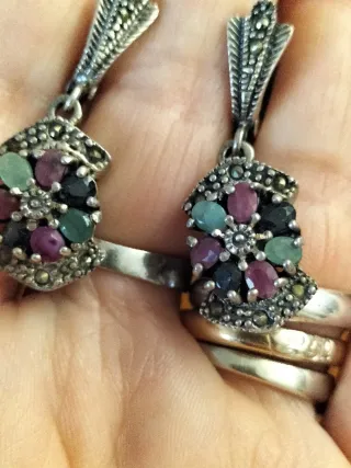 Orecchini vintage argento 925 pietre preziose