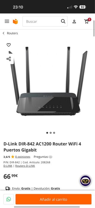 Router D-Link DIR-842 AC1200 WiFi 4 Puertos