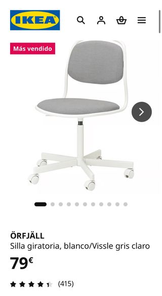 Silla giratoria azul y blanca con ruedas Ikea