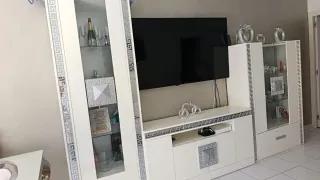Mueble de salón Bersache blanco y plata