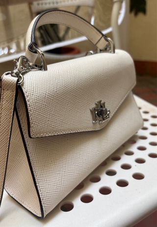 Bolso Ralph Lauren Beige y Plateado. Original