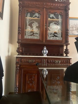 Mueble Comedor Antiguo Madera y Cristal