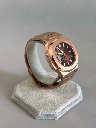 Seiko Mod Nautilus Rose Gold Automático Open Heart