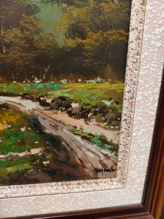 Cuadro de masía al óleo sobre lienzo de Vayreda