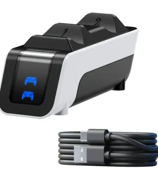Estación Carga Dual Mandos PS5 + Cable USB