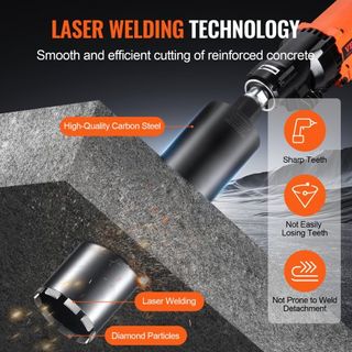 Broca de Núcleo de Diamante Húmedo de 10.8 cm, Brocas de Núcleo de Diamante Húmedo de 10.8 cm, Profundidad de Perforación de 35.6 cm, Broca de Núcleo de Concreto con Hoja de Sierra, Rosca Interna ...