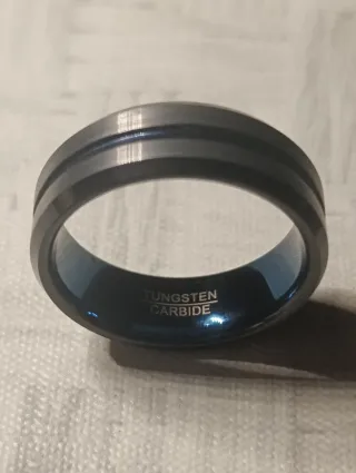 Anillo Tungsteno Azul y Gris