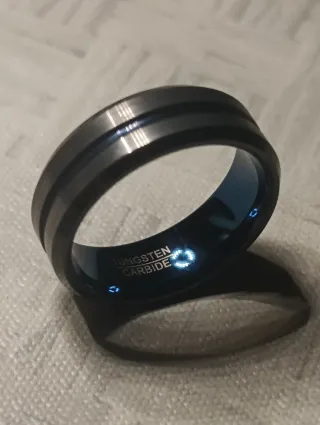 Anillo Tungsteno Azul y Gris