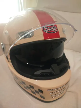 Casco Moto Vintage Cuadros Rojo