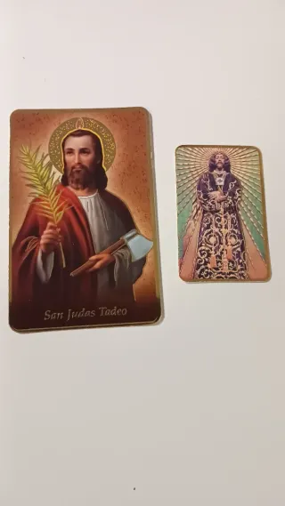 Estampas religiosas y medalla