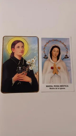 Estampas religiosas y medalla