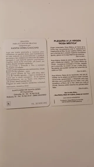 Estampas religiosas y medalla