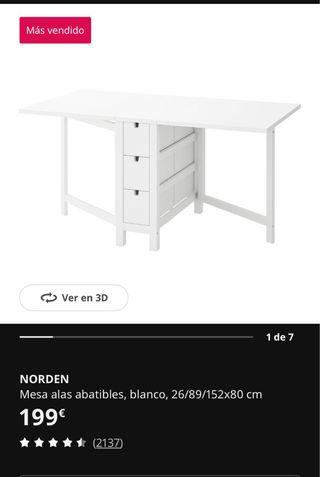 Mesa Abatible Ikea Norden Blanca
