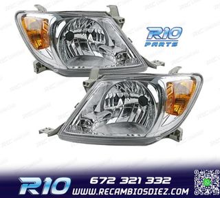FAROS PARA TOYOTA HILUX VIGO PICK-UP 05-11 FONDO CROMO