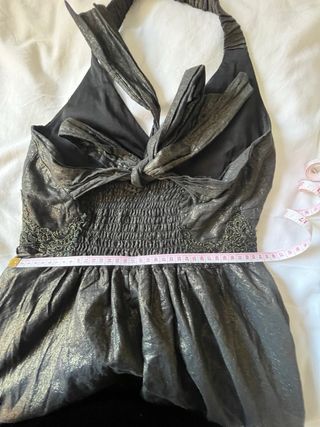 Vestido halter fiesta negro y dorado