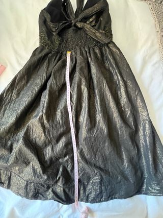 Vestido halter fiesta negro y dorado