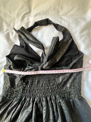 Vestido halter fiesta negro y dorado