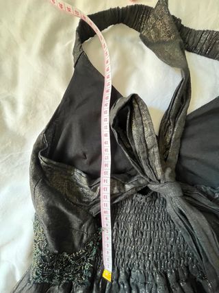 Vestido halter fiesta negro y dorado