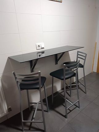 Mesa Cocina Plegable Cristal y Metal