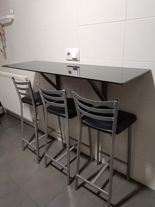 Mesa Cocina Plegable Cristal y Metal