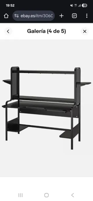 Escritorio negro metal y madera