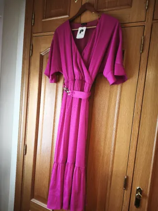 Vestido midi color buganvilla Pilar Prieto talla M