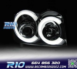 FAROS JEEP GRAND CHEROKEE 05-08 LUZ DIURNA LED CROMADO