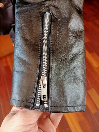 Chaqueta Biker Cuero Auténtico Negra