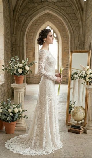 Vestido de Novia NUEVO Encaje Manga Larga