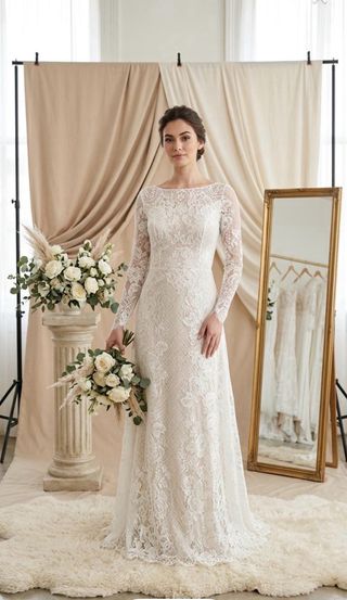 Vestido de Novia NUEVO Encaje Manga Larga