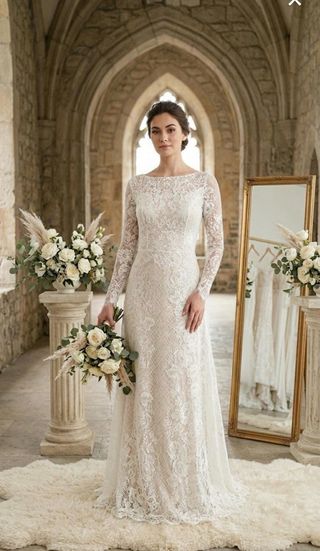 Vestido de Novia NUEVO Encaje Manga Larga