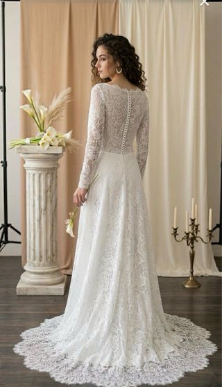 Vestido de Novia NUEVO Encaje Manga Larga