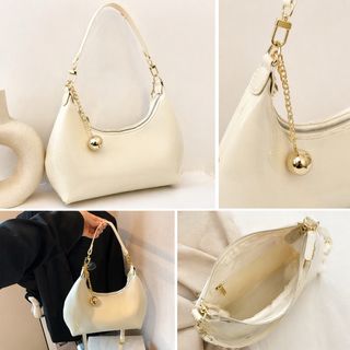 Bolso de hombro blanco  con detalle dorado