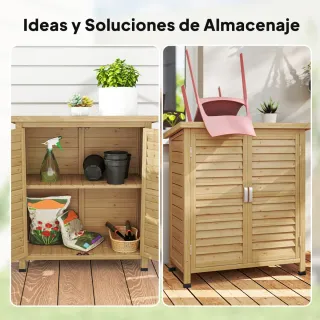 Armario Terraza Madera 2 Estantes