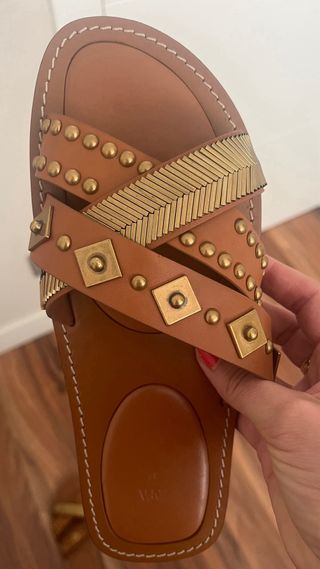 Chanclas Zara Talla 37 Marrón/Dorado sin estrenar