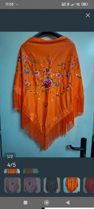 Manton naranja bordado de flamenca