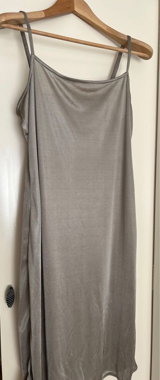 Vestido vintage marrón con detalles plateados